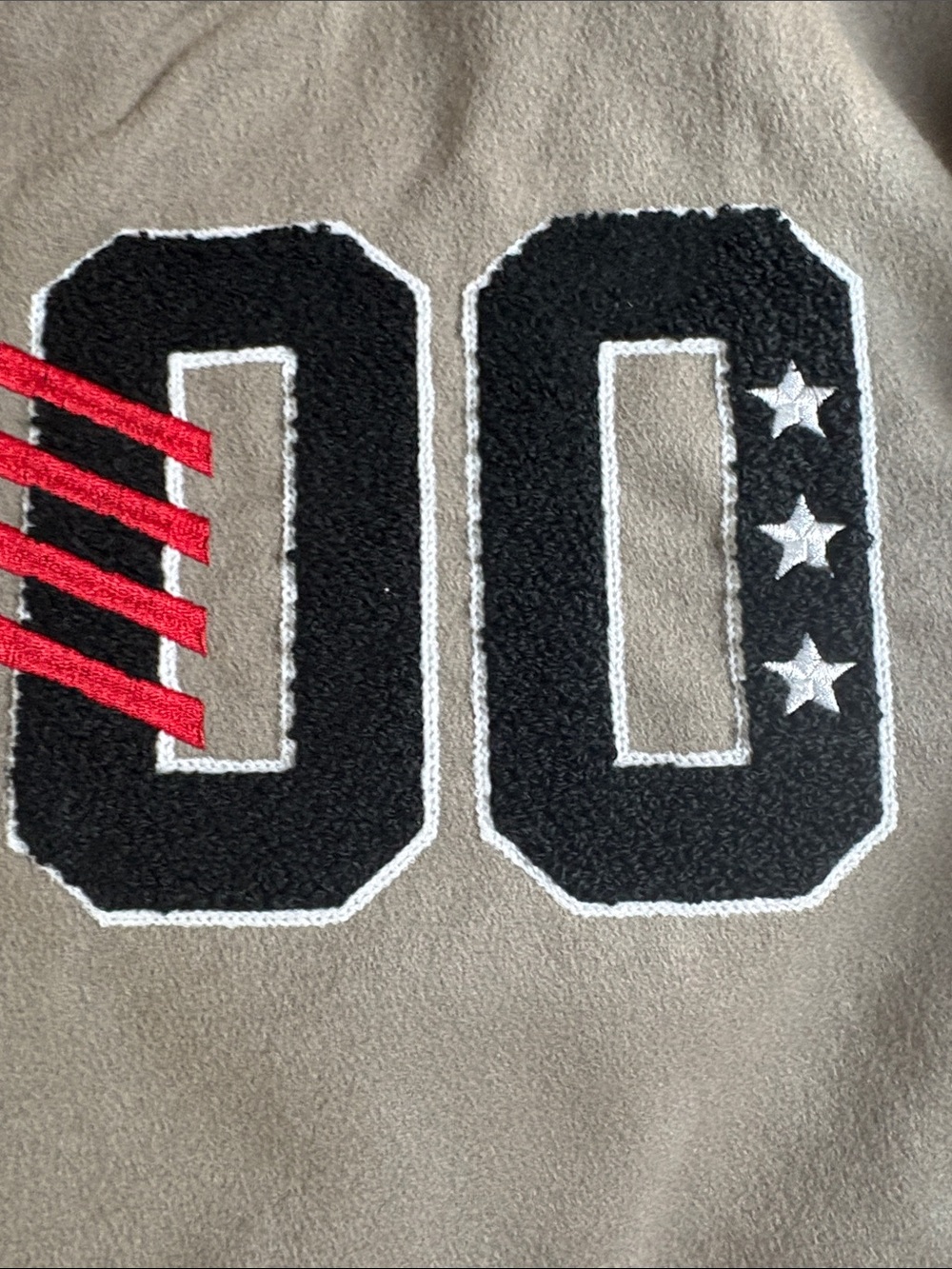 Ring of Fire Olive and White Embroidered Varsity Jacket - Picture 4 of 9